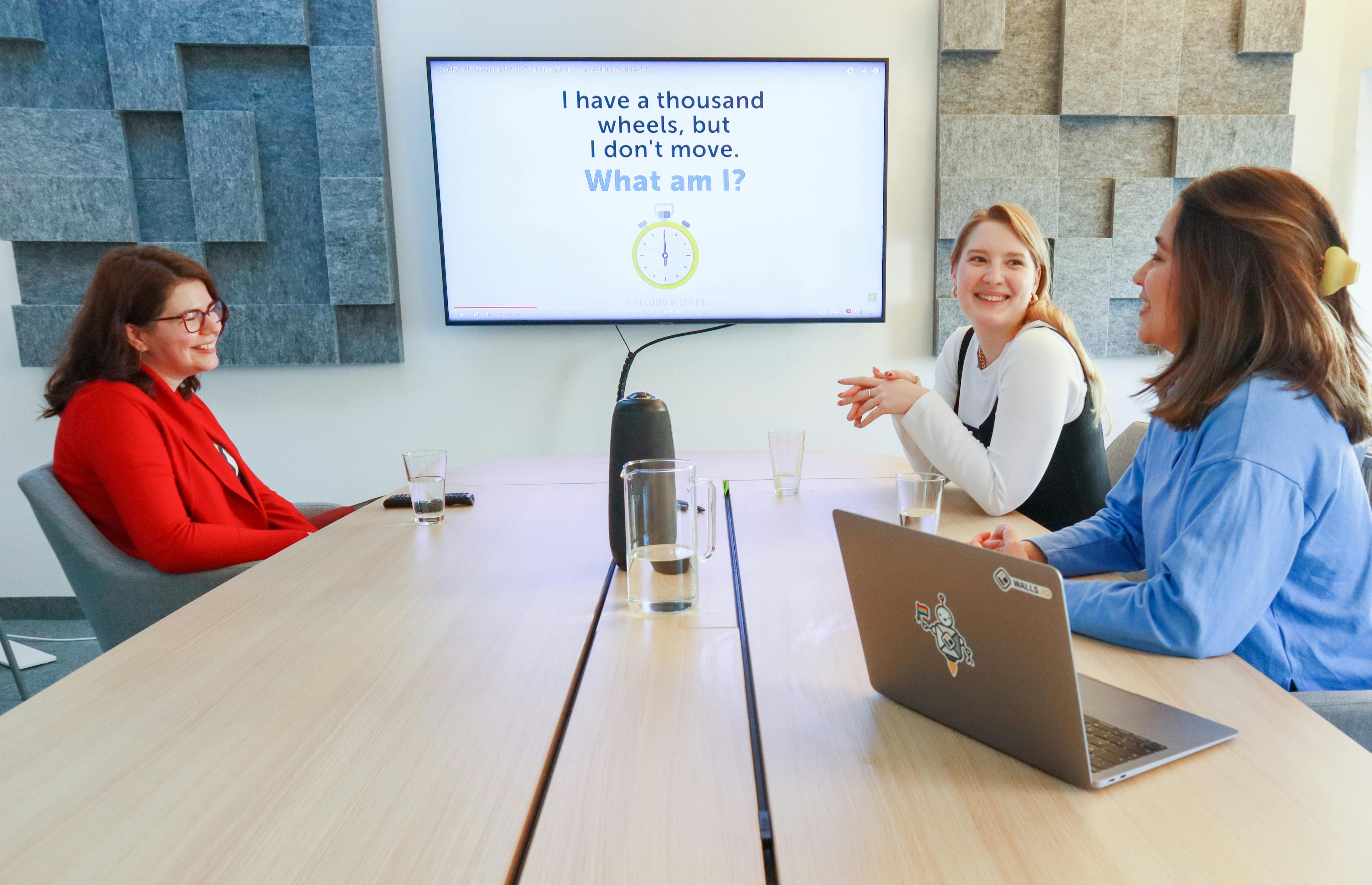 Team discussing a software project together